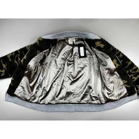 Chaser Camo Faux Fur Teddy Bomber Jacket Women's S Zip Up Sherpa Cozy - Picture 6 of 8